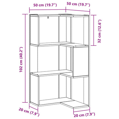 Bookcase 3-Tier 50 x 50 x102 cm Black Oak