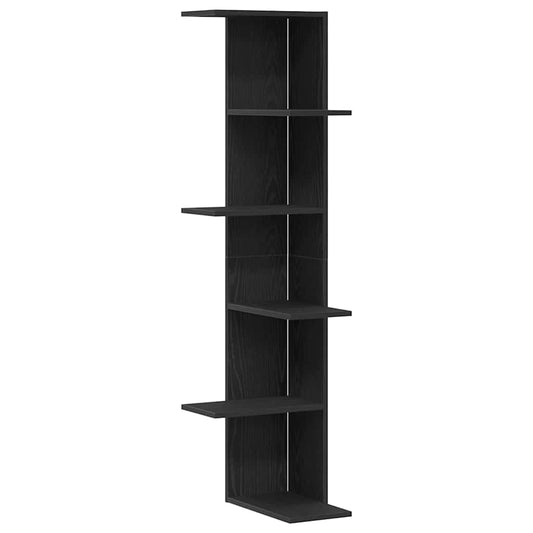 Wall Corner Shelf with Shelf Black Oak 36.5 x 36.5 x140 cm
