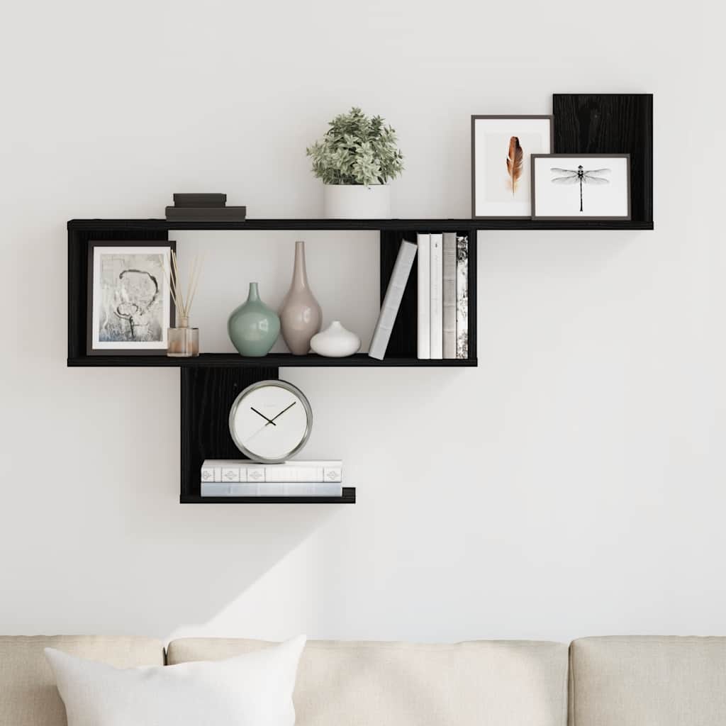 Wall Shelf Black Oak 100x15x70 cm Engineered Wood