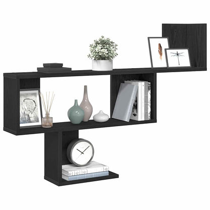 Wall Shelf Black Oak 100x15x70 cm Engineered Wood