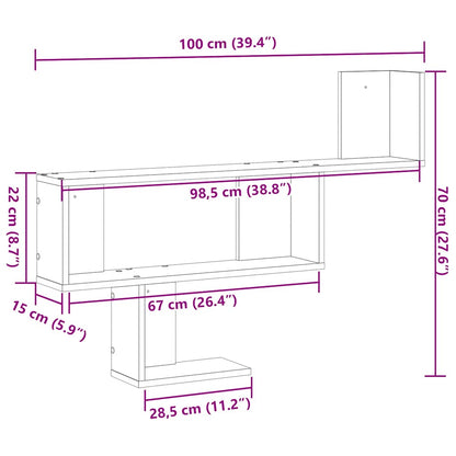 Wall Shelf Black Oak 100x15x70 cm Engineered Wood
