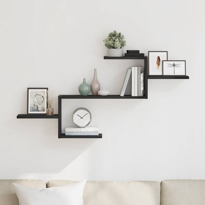 Wall Shelf Black Oak 104x15x49 cm Engineered Wood