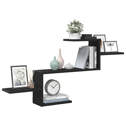 Wall Shelf Black Oak 104x15x49 cm Engineered Wood