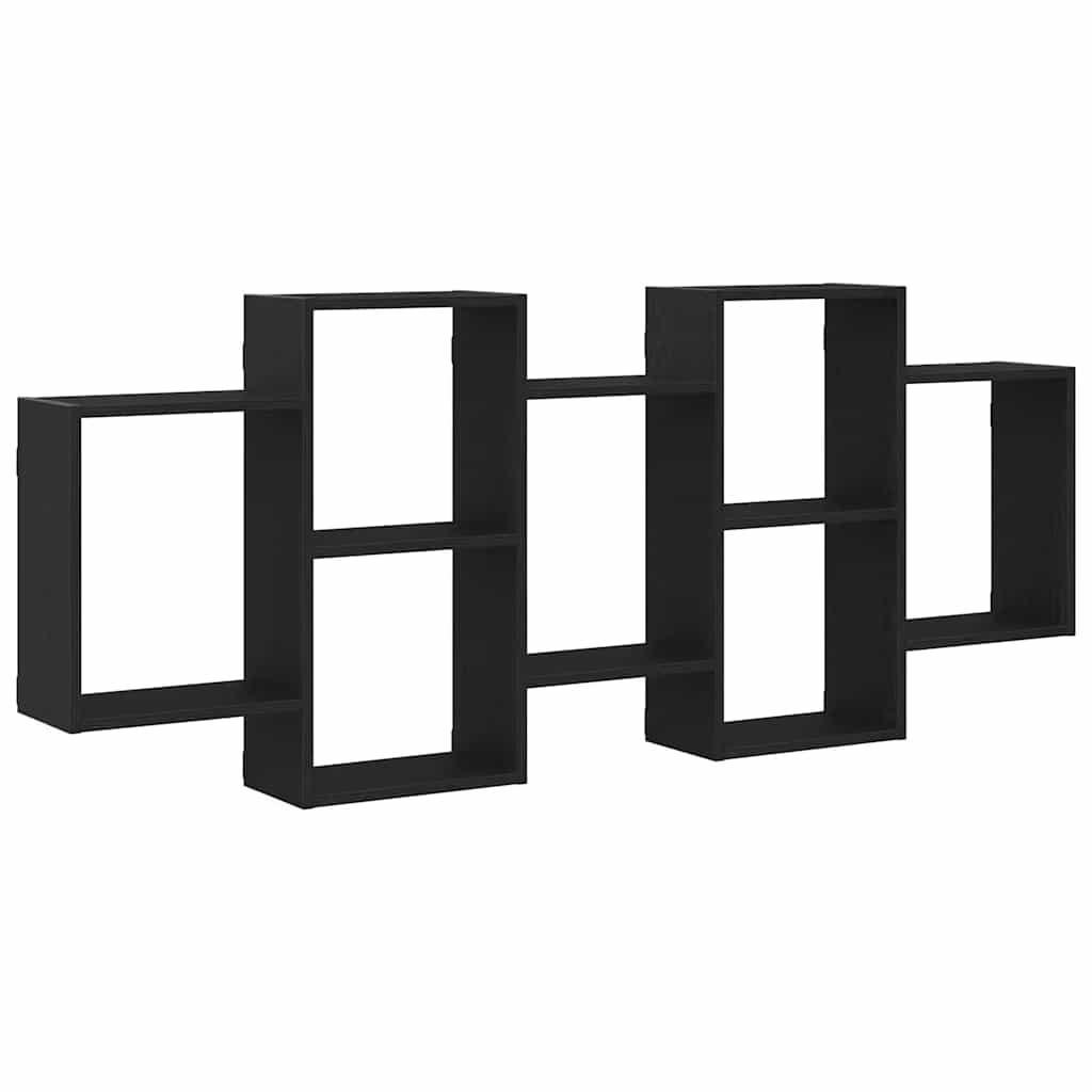 Wall Shelf Black Oak 159x18x65 cm Engineered Wood