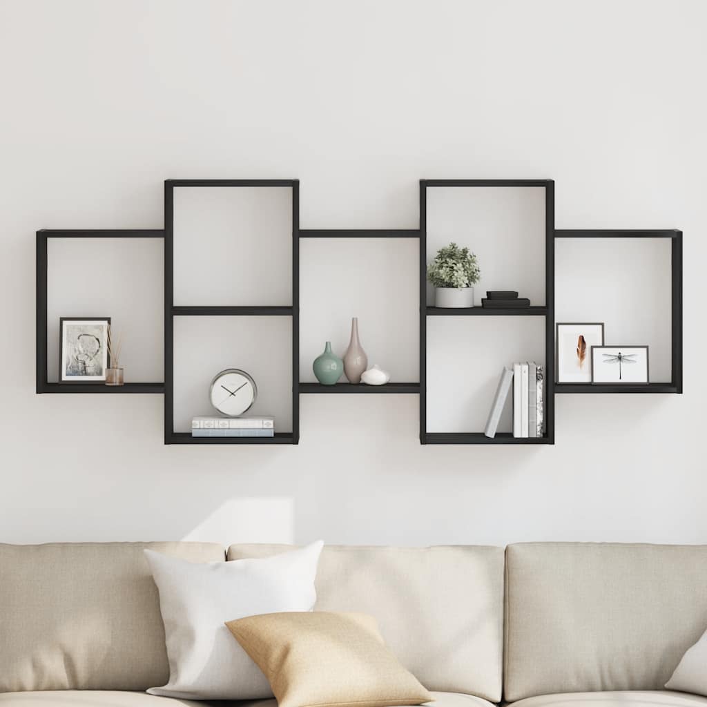 Wall Shelf Black Oak 159x18x65 cm Engineered Wood