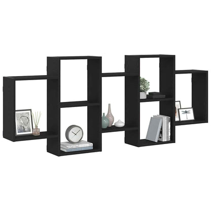 Wall Shelf Black Oak 159x18x65 cm Engineered Wood