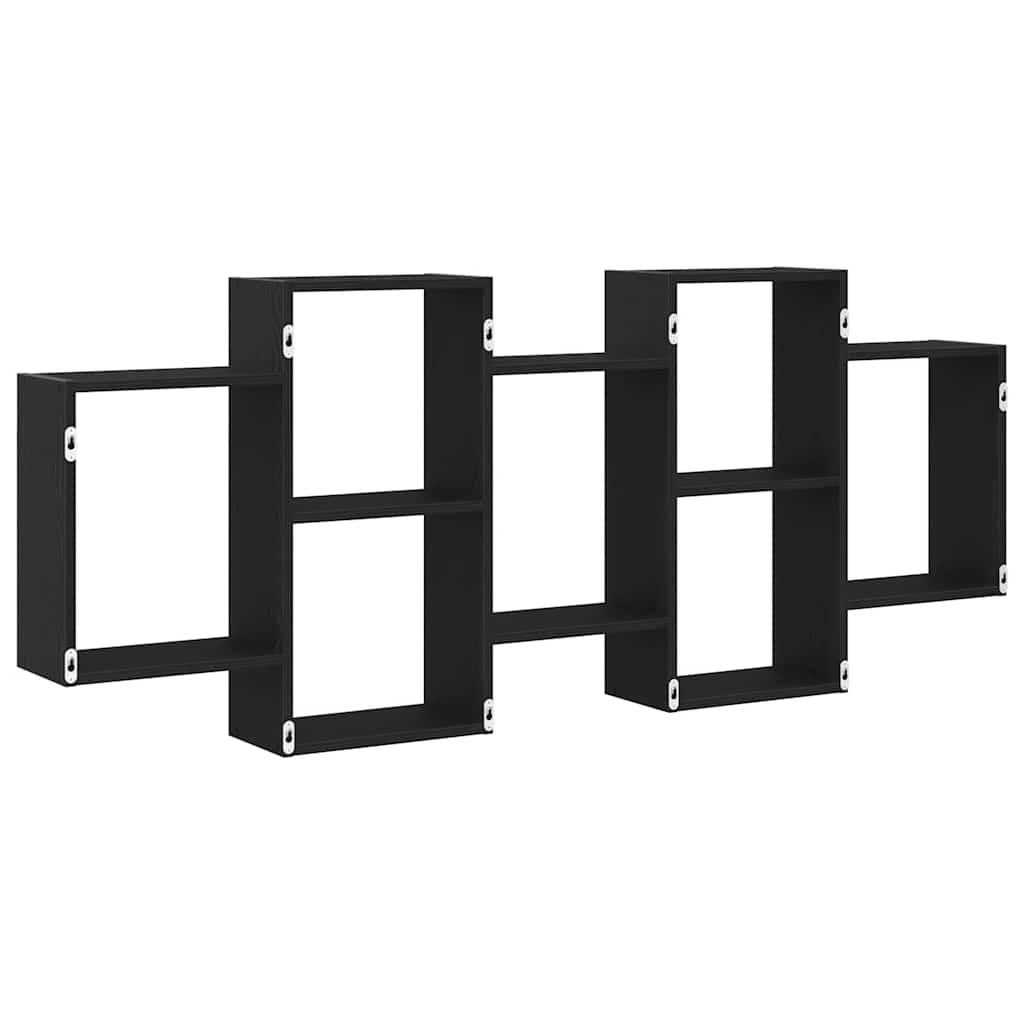 Wall Shelf Black Oak 159x18x65 cm Engineered Wood