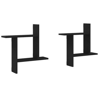 Wall Shelves 2 pcs Black Oak 50x12x50 cm Engineered Wood