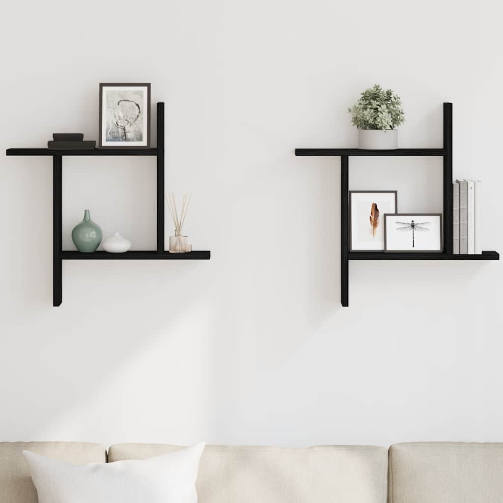 Wall Shelves 2 pcs Black Oak 50x12x50 cm Engineered Wood