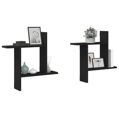Wall Shelves 2 pcs Black Oak 50x12x50 cm Engineered Wood