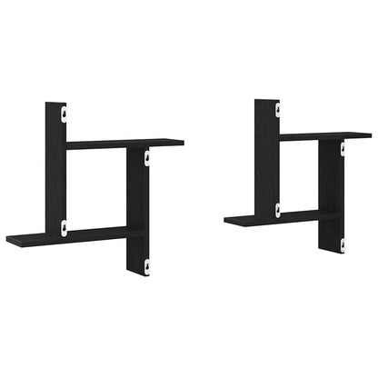 Wall Shelves 2 pcs Black Oak 50x12x50 cm Engineered Wood