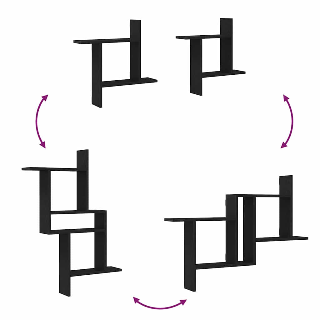 Wall Shelves 2 pcs Black Oak 50x12x50 cm Engineered Wood