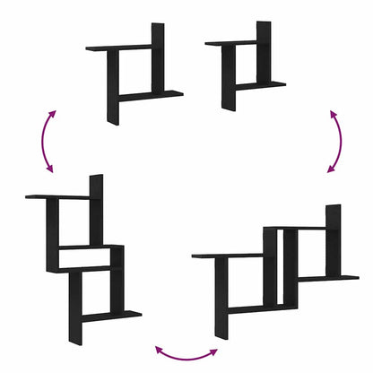 Wall Shelves 2 pcs Black Oak 50x12x50 cm Engineered Wood