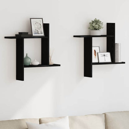 Wall Shelves 2 pcs Black Oak 50x12x50 cm Engineered Wood
