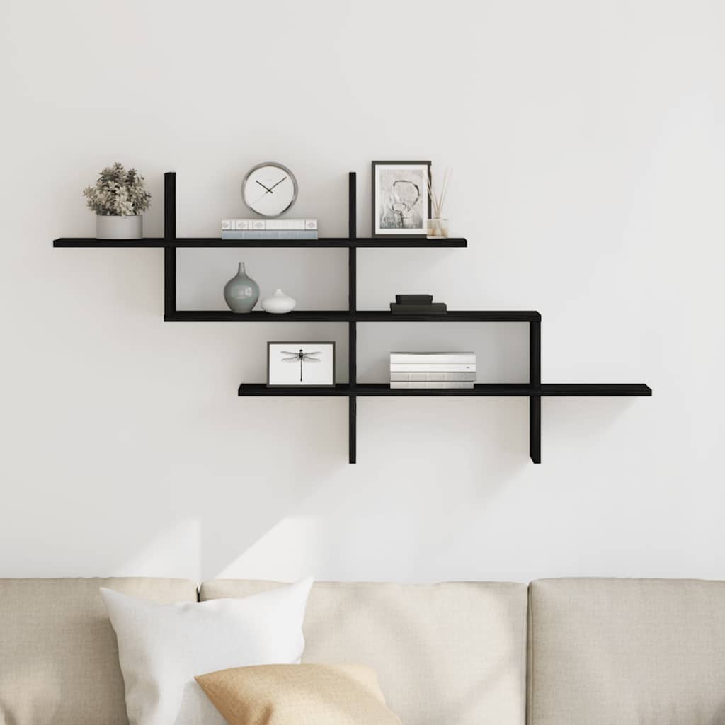 Wall Shelf Black Oak 124.5x18x60.5 cm Engineered Wood