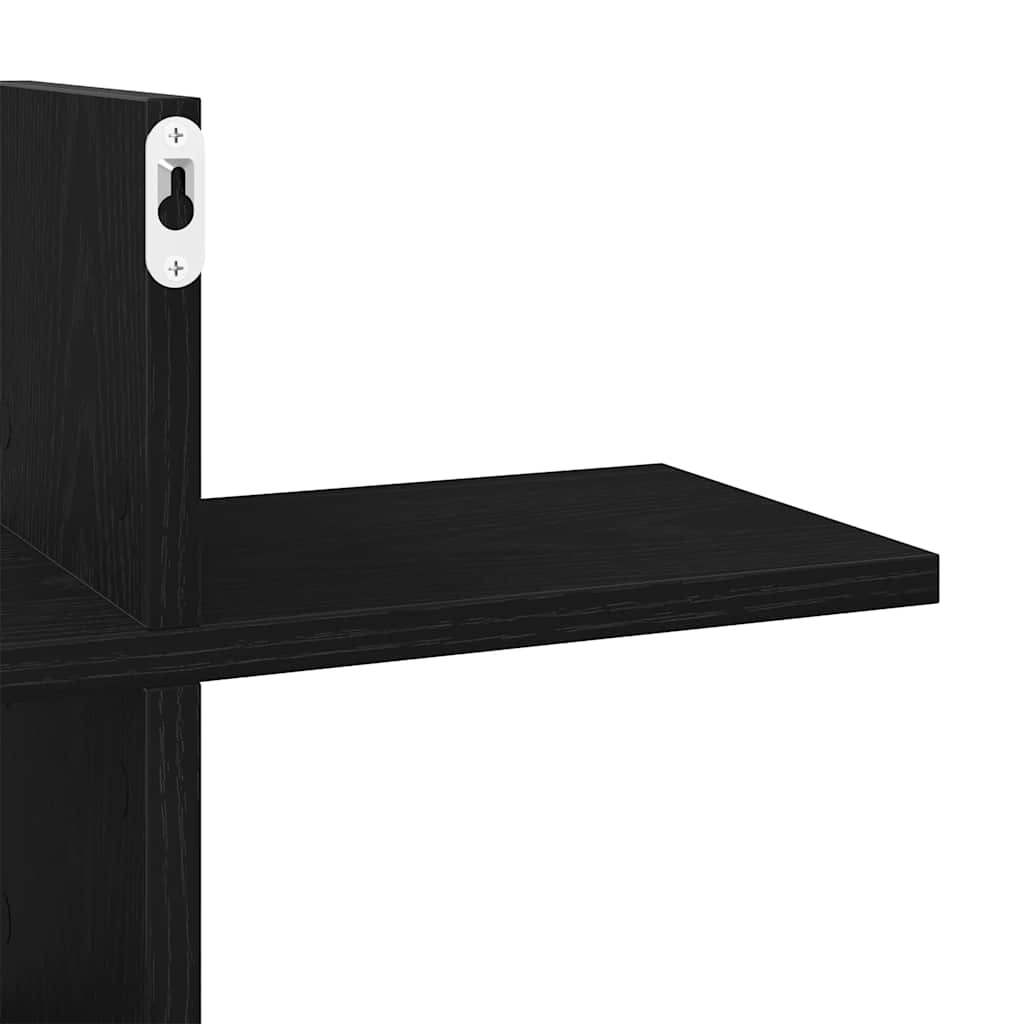 Wall Shelf Black Oak 124.5x18x60.5 cm Engineered Wood