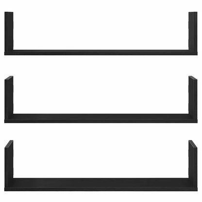 Wall Shelves 3 pcs Black Oak 80x18x18 cm Engineered Wood