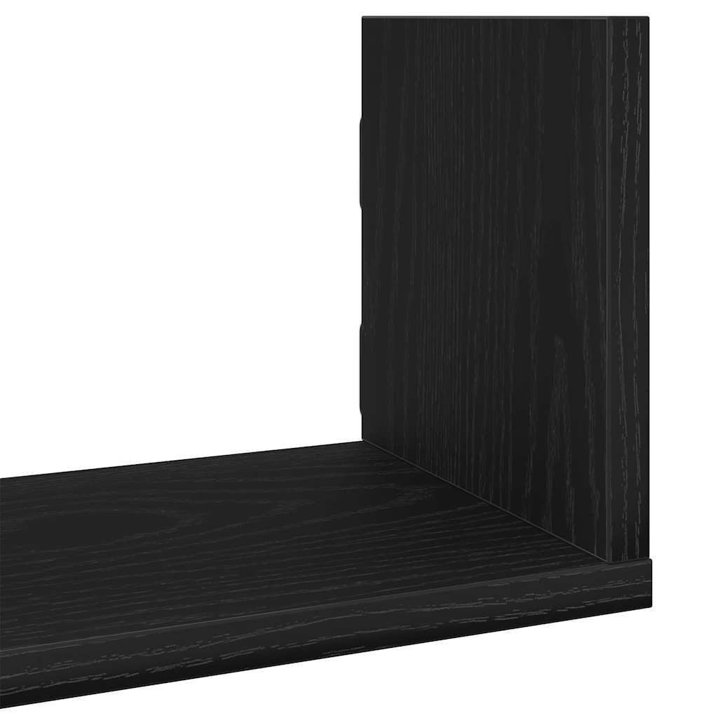 Wall Shelves 3 pcs Black Oak 80x18x18 cm Engineered Wood