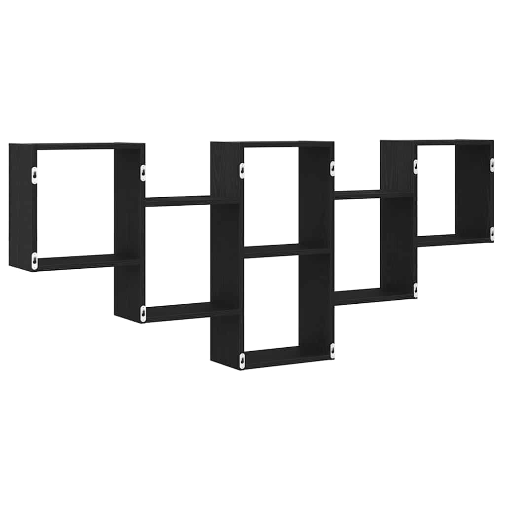 Wall Shelf Black Oak 159x18x66 cm Engineered Wood