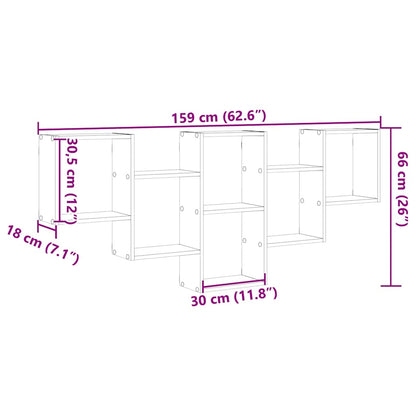 Wall Shelf Black Oak 159x18x66 cm Engineered Wood