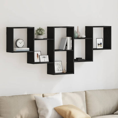 Wall Shelf Black Oak 159x18x66 cm Engineered Wood