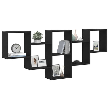 Wall Shelf Black Oak 159x18x66 cm Engineered Wood