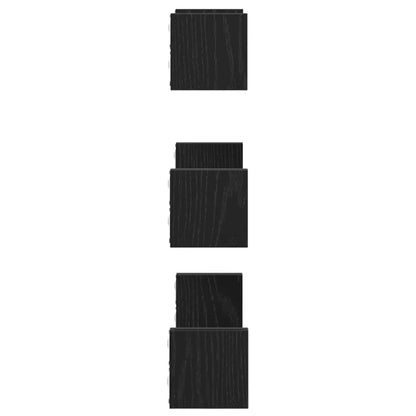 Wall Shelves 3 pcs Black Oak Engineered Wood