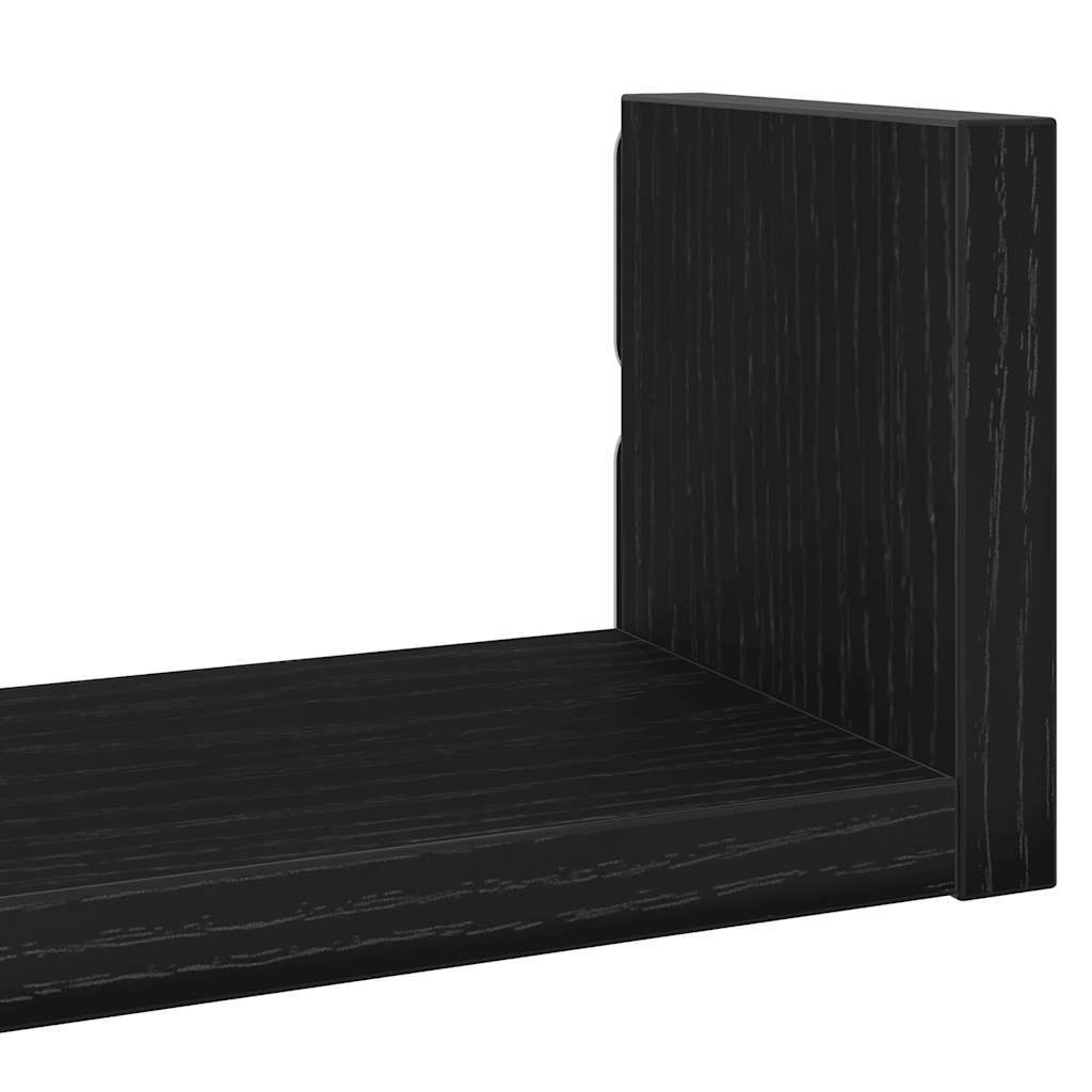 Wall Shelves 3 pcs Black Oak Engineered Wood