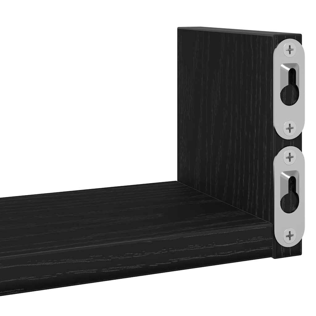Wall Shelves 3 pcs Black Oak Engineered Wood