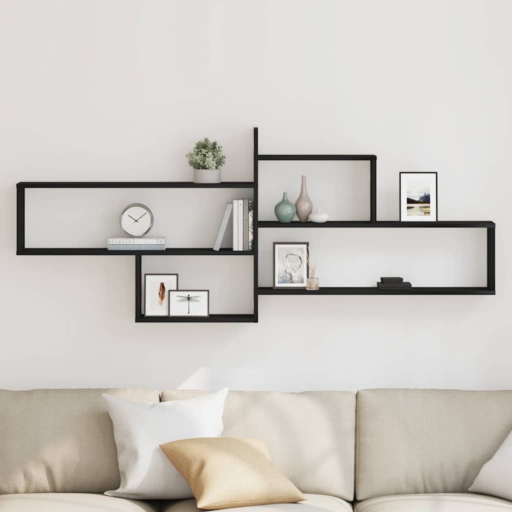 Wall Shelf Black Oak 167.5x18x68 cm Engineered Wood
