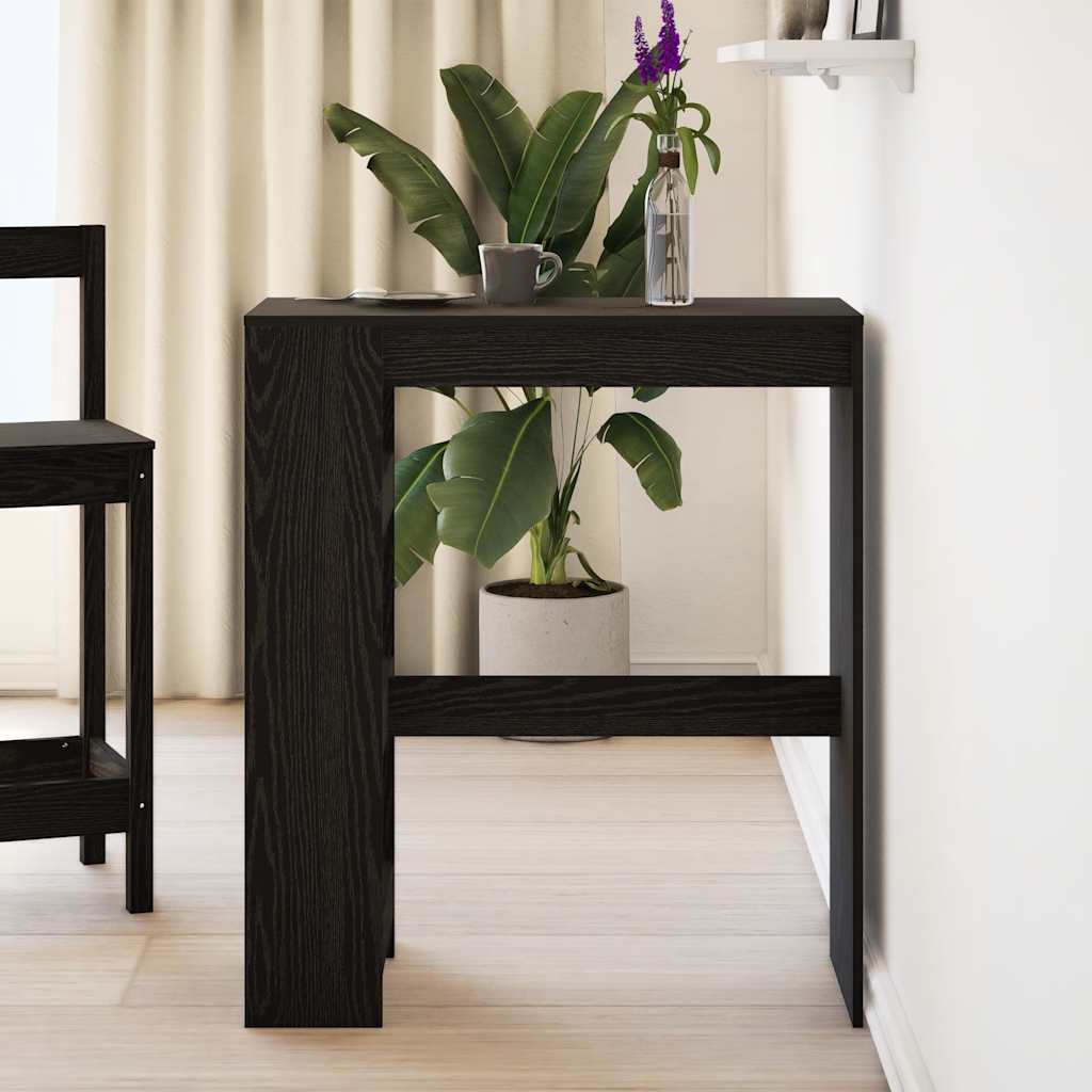 Bar Table with Racks Black Oak 90x40x103.5 cm Engineered Wood