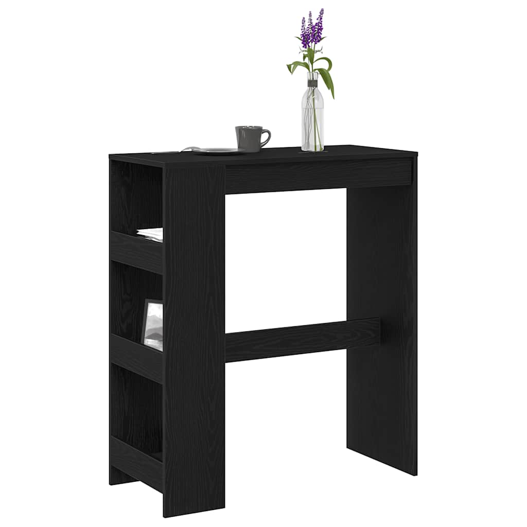 Bar Table with Racks Black Oak 90x40x103.5 cm Engineered Wood