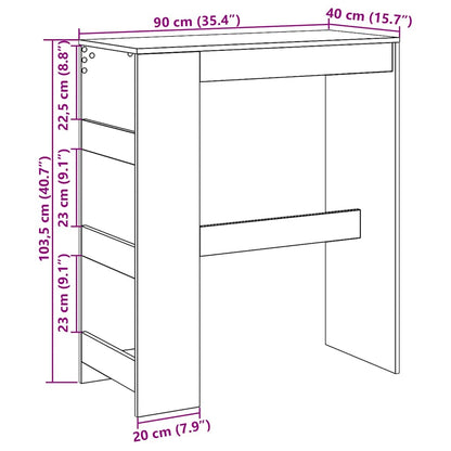 Bar Table with Racks Black Oak 90x40x103.5 cm Engineered Wood