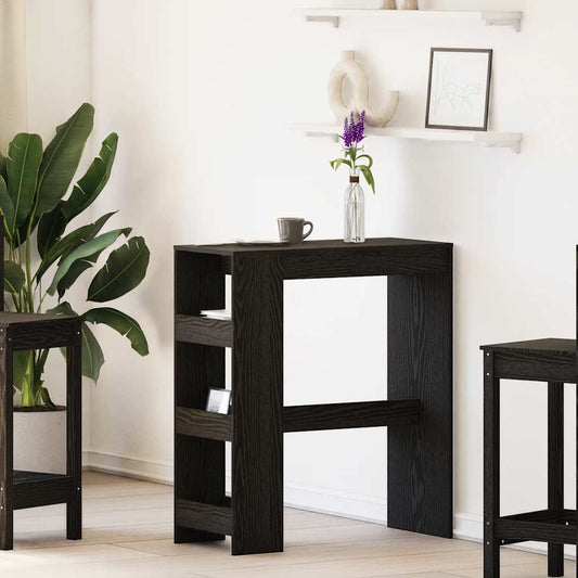 Bar Table with Racks Black Oak 90x40x103.5 cm Engineered Wood