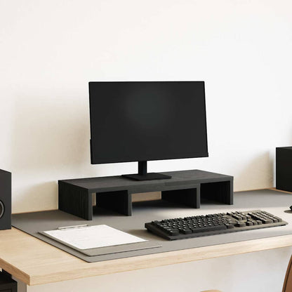 Monitor Stand Adjustable Black Oak 60x24x10.5 cm Engineered Wood