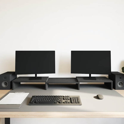 Monitor Stand Riser Adjustable Black Oak 80x24x10.5 cm