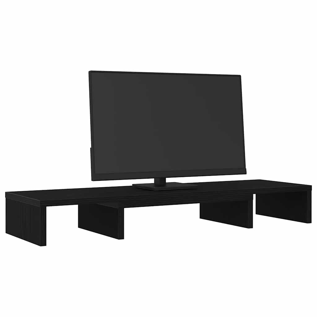 Monitor Stand Riser Adjustable Black Oak 80x24x10.5 cm