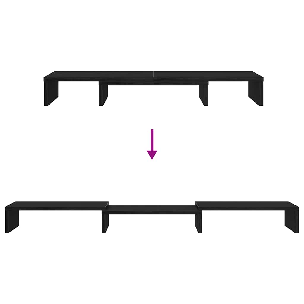Monitor Stand Riser Adjustable Black Oak 80x24x10.5 cm