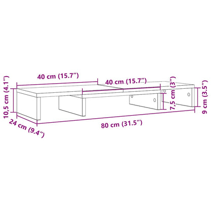 Monitor Stand Riser Adjustable Black Oak 80x24x10.5 cm