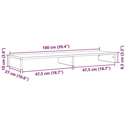 Monitor Stand Black Oak 100x27x10 cm Engineered Wood