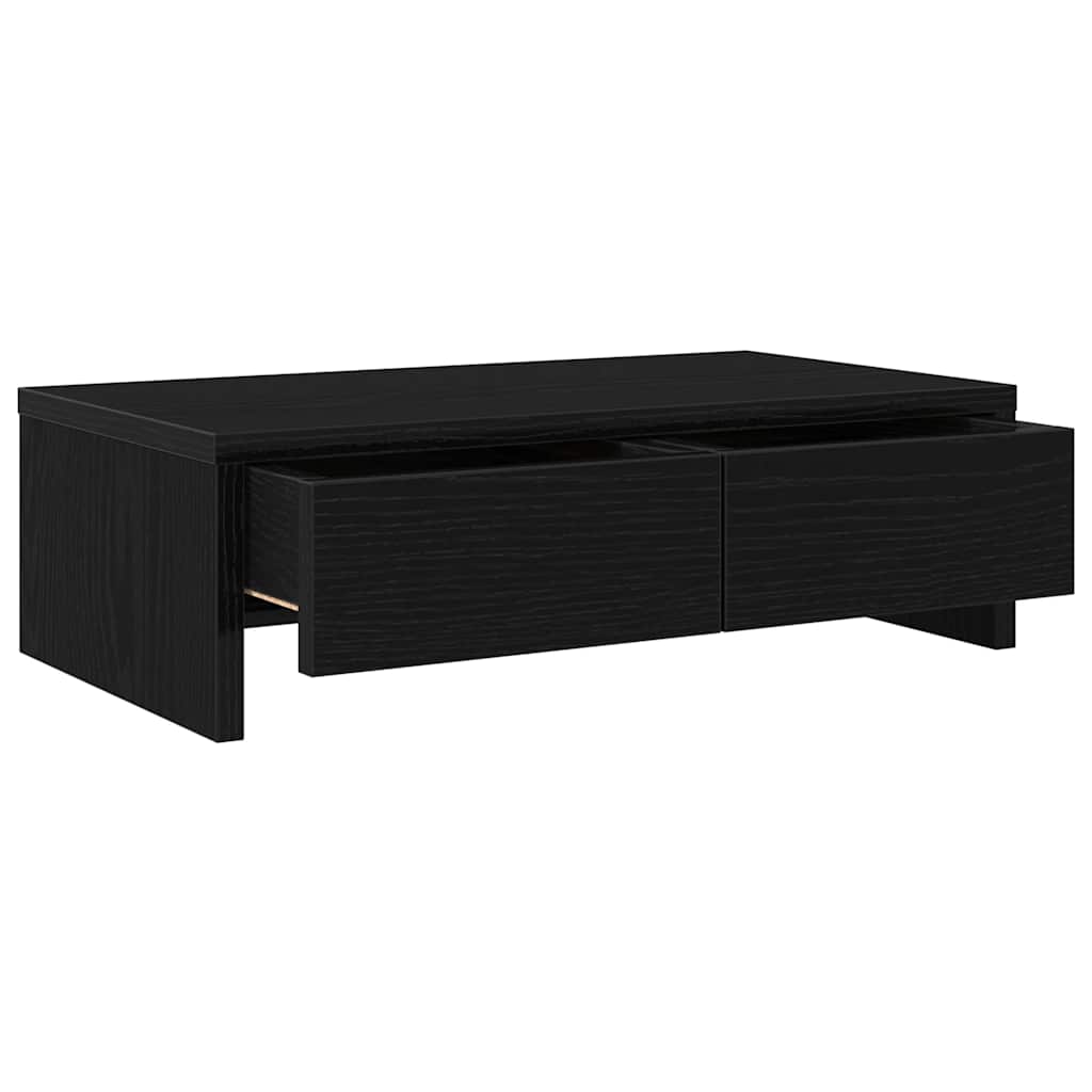Monitor Stand with Drawers Black Oak 50x27x15 cm Engineered Wood