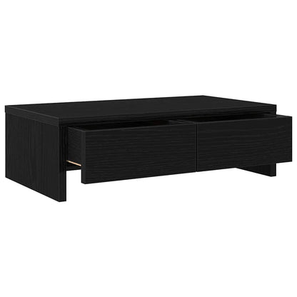 Monitor Stand with Drawers Black Oak 50x27x15 cm Engineered Wood
