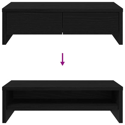 Monitor Stand with Drawers Black Oak 50x27x15 cm Engineered Wood
