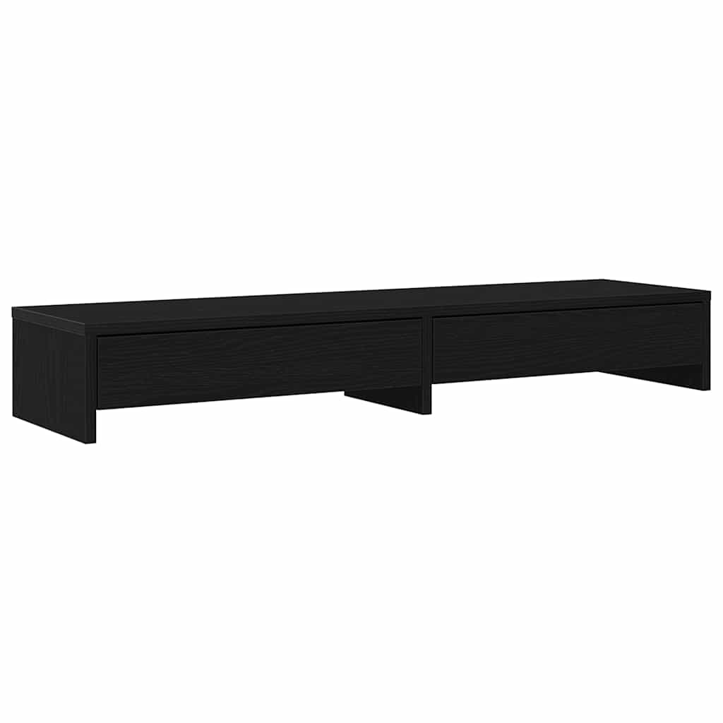 Monitor Stand with Drawers Black Oak 100x27x15cm Engineered Wood