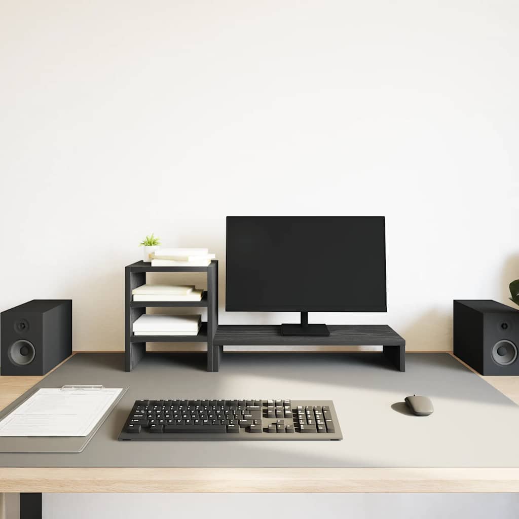 Monitor Stand with Desk Organiser Black Oak Engineered Wood