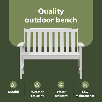 Garden Bench White 120 x 59 x 88 cm HDPE