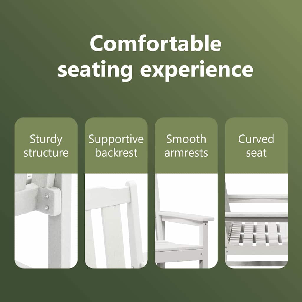 Garden Bench White 120 x 59 x 88 cm HDPE