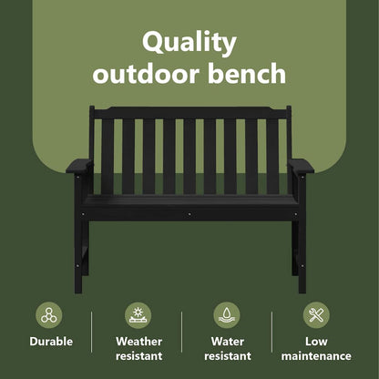 Garden Bench Black 120 x 59 x 88 cm HDPE