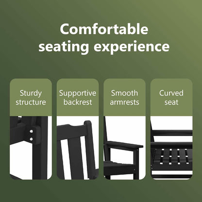 Garden Bench Black 120 x 59 x 88 cm HDPE