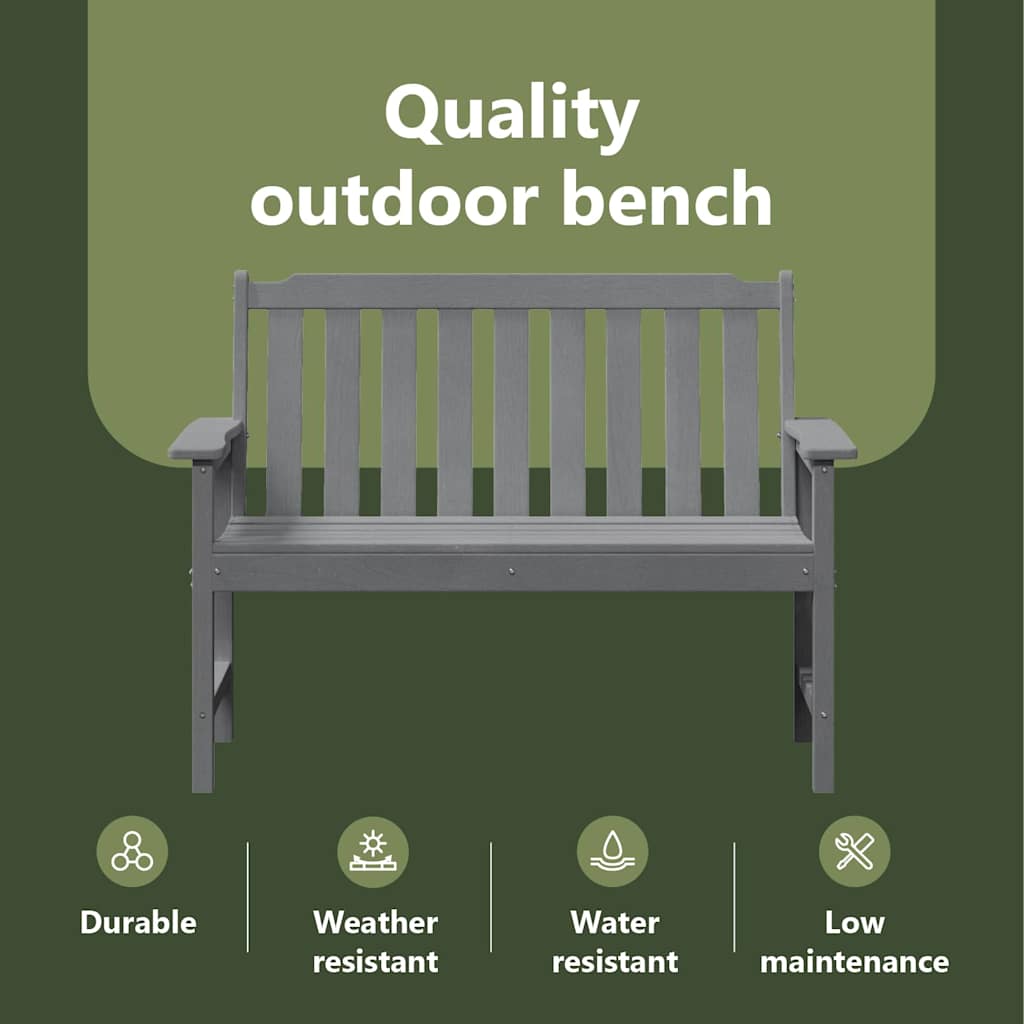 Garden Bench Light Grey 120 x 59 x 88 cm HDPE
